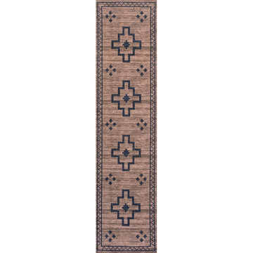 Korsa Geometric Medallion Machine-washable Area Rug